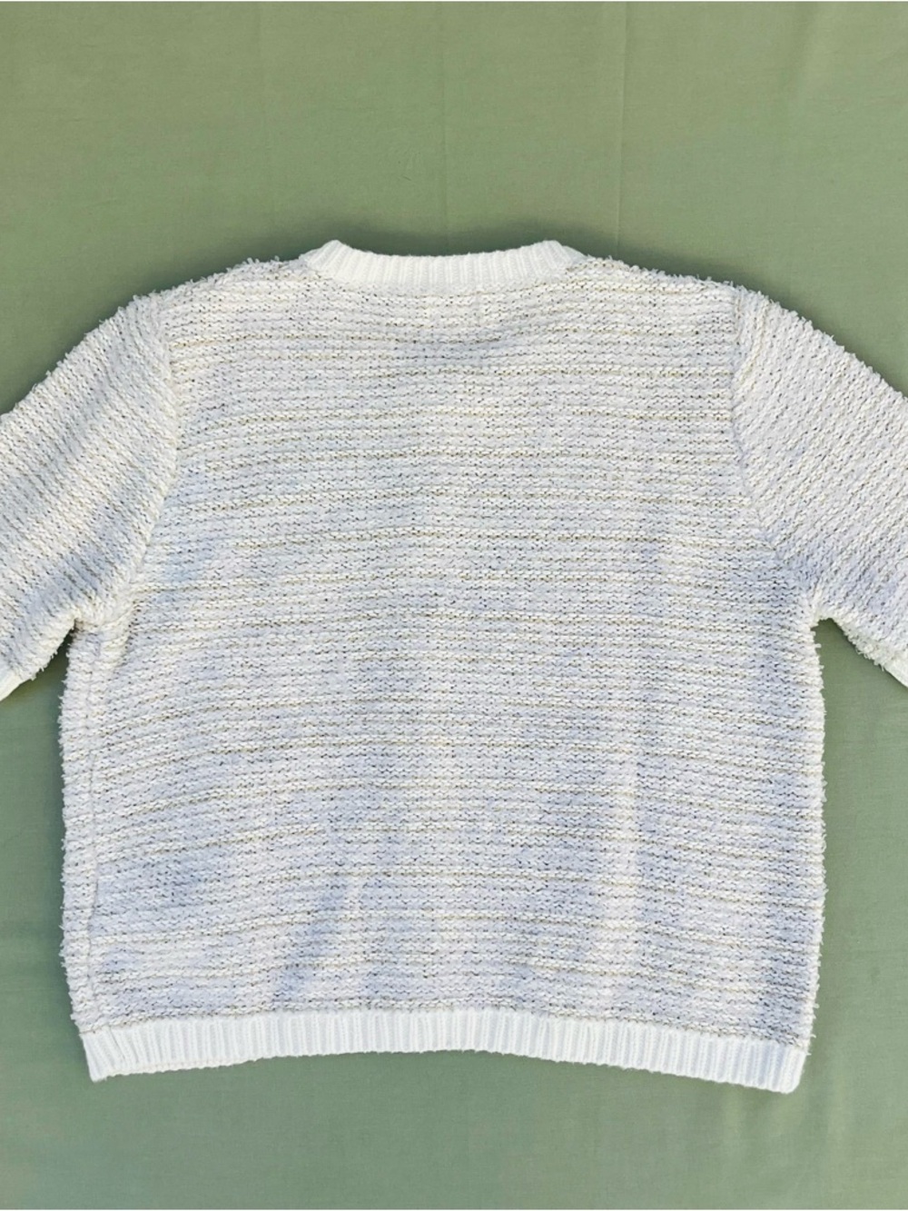 J.Crew Woman White Knitted Gold Thread & Buttons Sweater Cotton Blend Cardigan - Picture 10 of 11